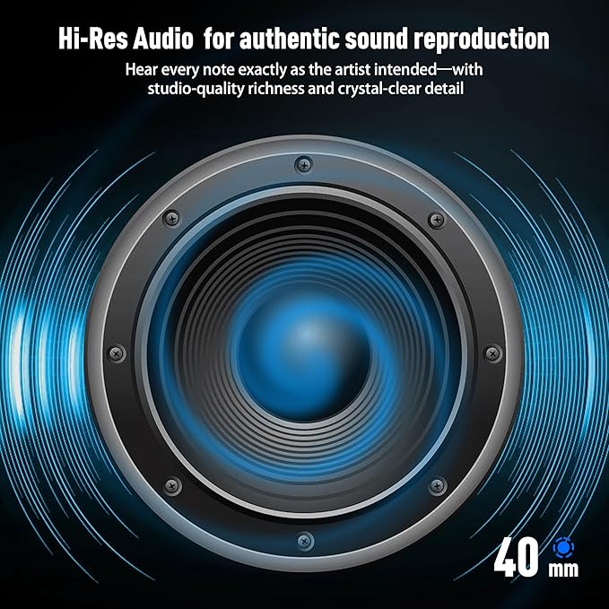 Riwbox Hybrid Active Noise Cancelling Headphones, Wireless Over Ear Bluetooth Headset, 60H Playtime, High-Fidelity, Foldable, Comfort&Immersion for Work/Commuting (Blue)