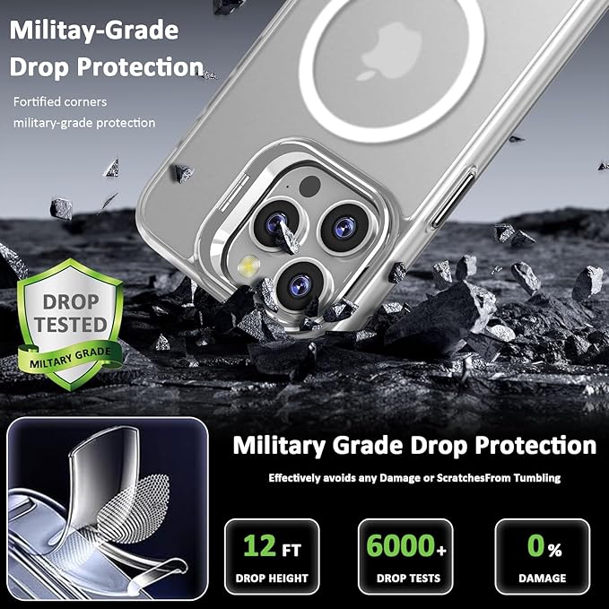 Case for iPhone 16 Pro 6.3 Inch, Compatible with MagSafe, Supports Wireless Charging,Magnetic Phone Case for iPhone 16 Pro, Translucent