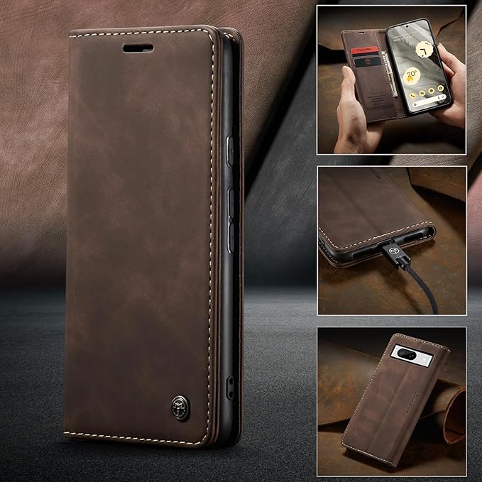 for Google 8 Case, Flip Wallet Leather Case with Card Holder Magnetic Closure Shockproof Kickstand Protective Phone Cases Cover for Google 8,Coffee