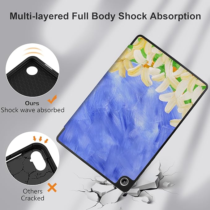 MEEgoodo Case for Samsung Galaxy Tab A9 Plus 11 inch Cover 2024 2023 with S Pen Holder, A9+ Smart Tablet Cases with Leather Trifold Stand+Soft TPU Back Shell+Smart Auto Wake/Sleep, Summer Flowers