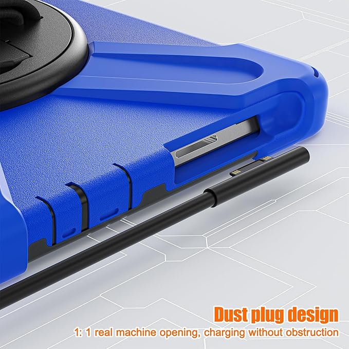 ZenRich Rugged Case for Surface Go 4 (2023)/Surface Go 3 (2021)/ Surface Go 2 (2020), Surface Go (2018) with Pen Holder Heavy Duty Shockproof Case with Stand Hand Strap and Shoulder Belt-Blue