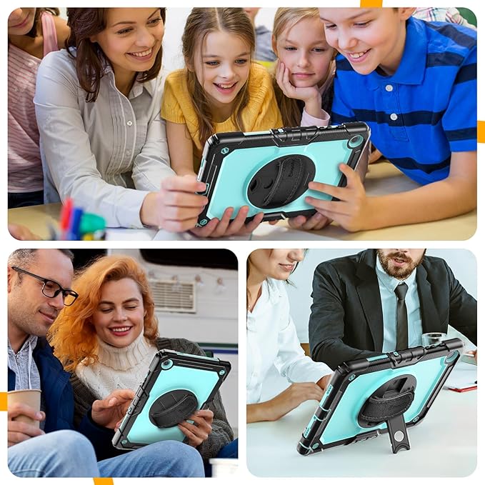 Timecity for Samsung Galaxy Tab A9 Plus Case 11 inch 2024 (SM-X210/X216/X218), Shockproof Sturdy Protection Case with Screen Protector, 360° Rotating Stand, Handle/Shoulder Strap- Light Blue