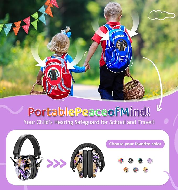 PROHEAR 032 Kids Ear Protection, NRR 25dB Childrens Earmuffs, Adjustable Headband Safety Ear Muffs for Sports Events, Concerts, Airports - Black