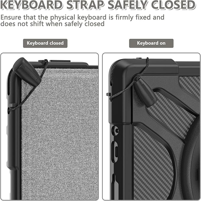 ZenRich Rugged Case with Keyboard for Surface Go 4/3/2/1, Bluetooth Keyboard Case for Microsoft Surface Go 4/3/2/1 with 360° Rotating Hand Strap & Stand