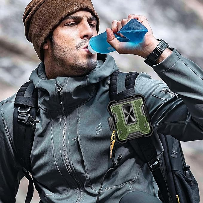 VEGO for Z Flip 7 Case with Hinge Protection, 360° Rotatable Ring Kickstand & Built-in Screen Protector & Belt Clip Holster, Shockproof Cover for Samsung Galaxy Z Flip 7 - Dark Green