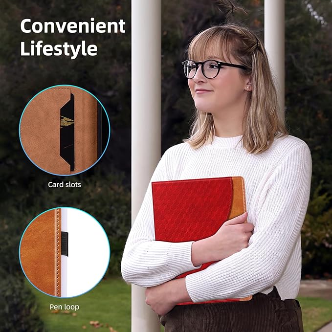 Case for Samsung Galaxy Tab S6 Lite 2024/2022/ 2020 10.4 inch Case PU Leather Card Holder (SM-P620/P625/P613/P619/P615/P610) Multi-Angle Galaxy Tab S6 Lite, Red