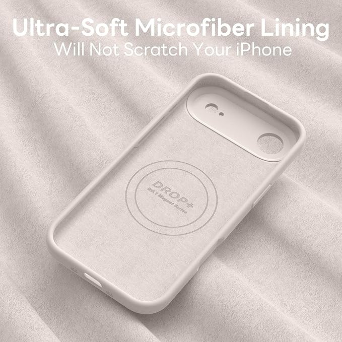 Vooii Magnetic Compatible with iPhone Air Case (Compatible with Magsafe) (Upgraded Camera Protection) Liquid Silicone Shockproof Full Body Protective Phone Cover for Women Men, Stone, 6.5"