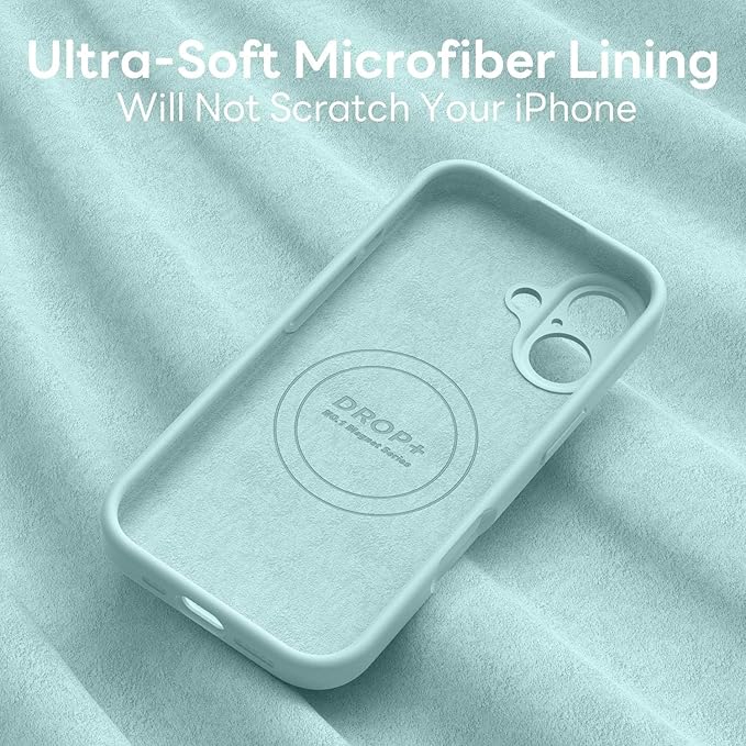 Vooii Magnetic Compatible with iPhone 17 Case (Compatible with Magsafe) (Upgraded Camera Protection) Liquid Silicone Shockproof Full Body Protective Phone Cover for Women Men, Mint, 6.3"