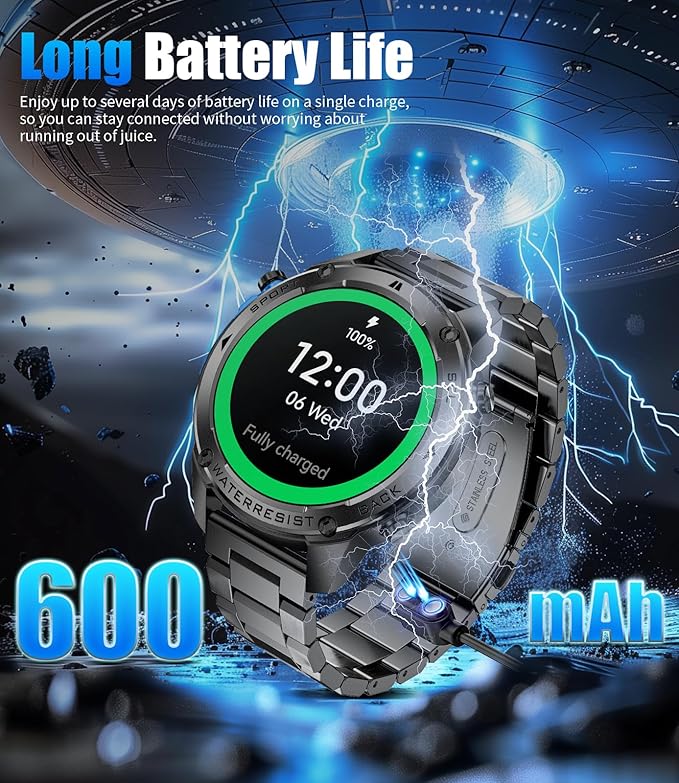 LIGE GPS Military Smart Watch for Men, Compass GPS Running Watch, 170+ Sport Modes Fitness Tracker Watch, 1.43'' AMOLED Smart Watches, Rugged Smart Watch for Android iOS