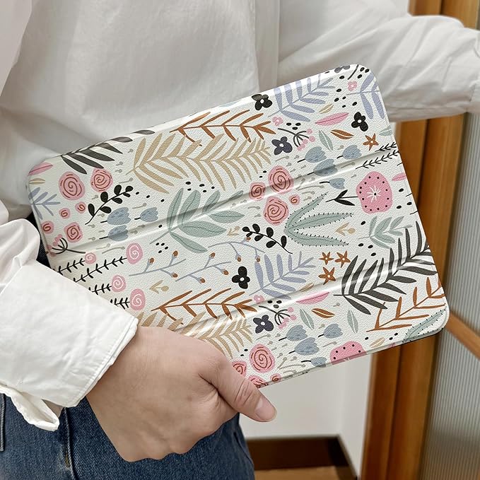 DONGKE Case Compatible with iPad 10.2 Inch 2021 2020 2019 iPad 9th/8th/7th Generation with Pencil Holder, Slim Stand Protective Case with Soft TPU Back, Auto Sleep/Wake Cover, Cute Florals