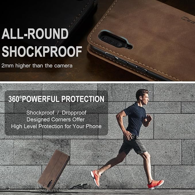 for Samsung Galaxy A40 Case, Flip Wallet Leather Case with Card Holder Magnetic Closure Shockproof Kickstand Protective Phone Cases Cover for Samsung A40,Coffee