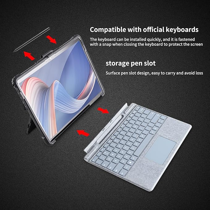 AOAO for Microsoft Surface Pro 7/6/5/4 Case with Shoulder Strap, Hand Strap, Stylus Pen Holder, Rugged, Shock-Absorbing and Drop-Resistant(12.3inch)