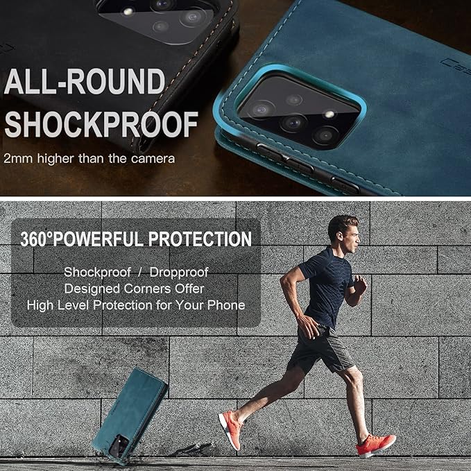 for Samsung Galaxy A33 5G Case, Flip Wallet Leather Case with Card Holder Magnetic Closure Shockproof Kickstand Protective Phone Cases Cover for Samsung A33 5G,Blue-Green