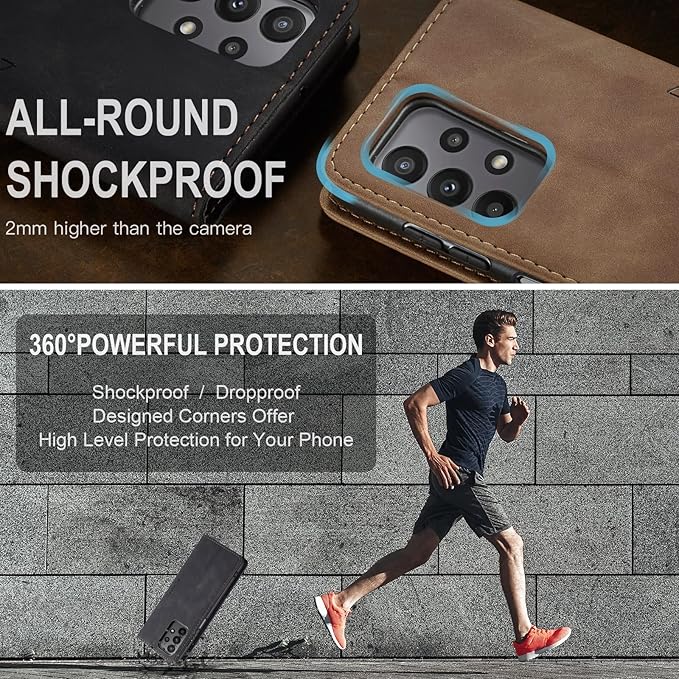 for Samsung Galaxy A23 5G/4G Case, Flip Wallet Leather Case with Card Holder Magnetic Closure Shockproof Kickstand Protective Phone Cases Cover for Samsung A23,Black