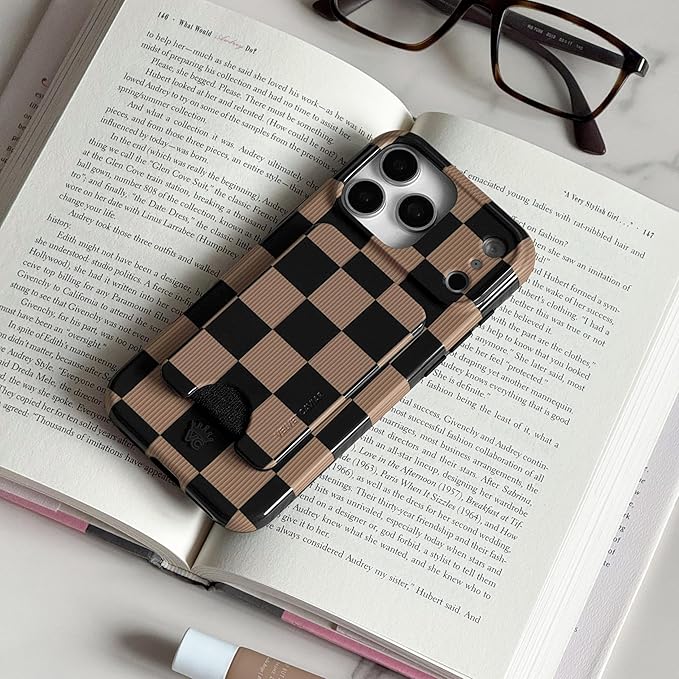 VELVET CAVIAR Case for iPhone 17 | Compatible with MagSafe | 10ft Drop Tested | Protective Designer Cases | Mocha Vibe Checkered