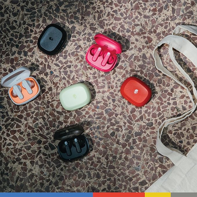 Skullcandy Smokin’ Buds Wireless Earbuds, Bluetooth Headphones, Noise Isolating Fit, Up to 20 Hours Battery, IPX4 Sweat and Water Resistant, Microphone for iPhone Android - Midnight Smoke