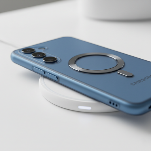Slim Strength, Modern Clarity — Magnetic Case for Samsung Galaxy S24 (Blue, Kickstand + MagSafe) 📱💙
