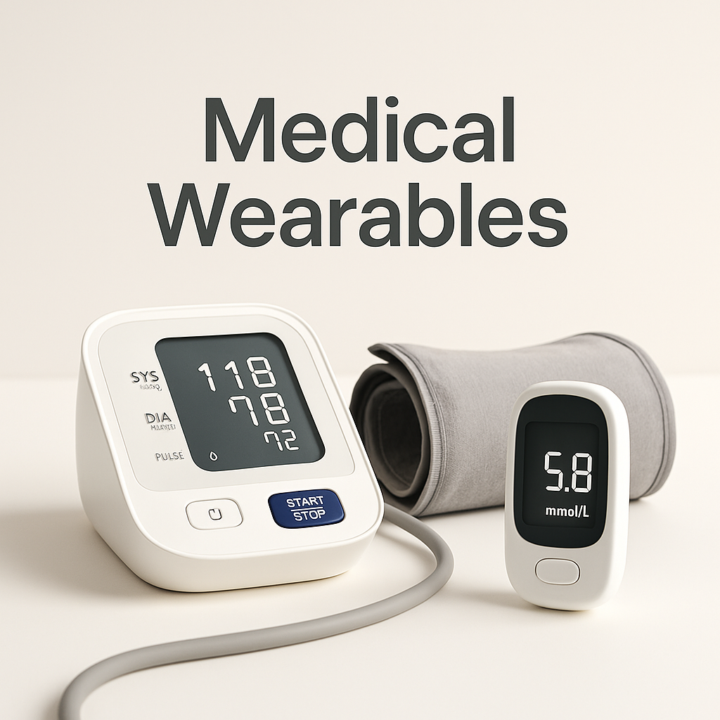 Medical wearable device for ECG, blood pressure, and glucose monitoring