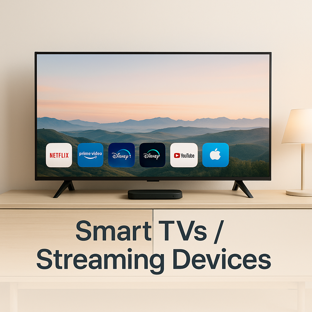Smart TV with streaming device like Roku or Fire Stick