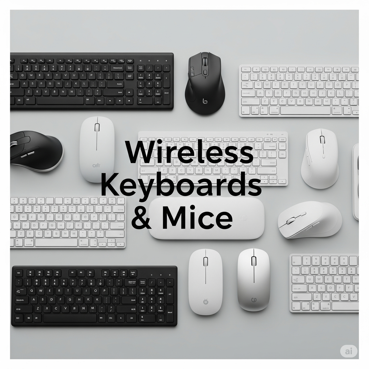 Slim wireless keyboard and ergonomic mouse set