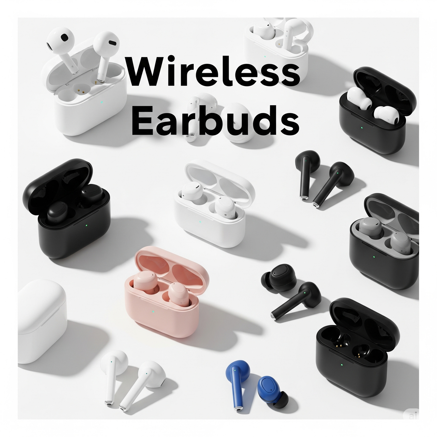 True wireless Bluetooth earbuds with charging case