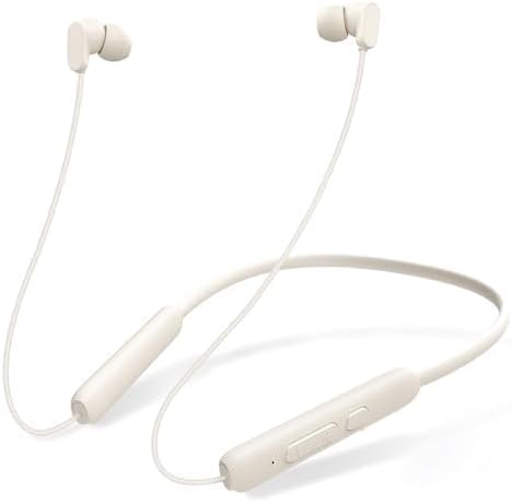 TONEMAC N18 Neckband Bluetooth Earbuds, Wireless Bluetooth 5.2 Headphones with Microphone, Ultra-Lightweight Comfort, IPX7 Waterproof, Deep Bass Strong Beat, 20H Playtime, Magnetic Earphones, White