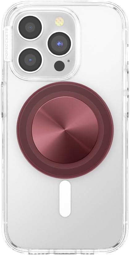 PopSockets Phone Grip for MagSafe with Kickstand, Magnetic Stand, Swappable Top, Secure Hold for iPhone MagSafe Cases, Phone & Tablet Grip - Alum Radial Oxblood