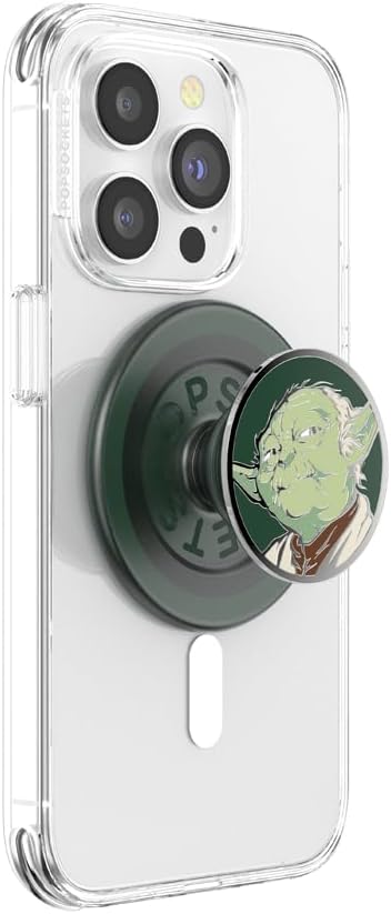 PopSockets Phone Grip for MagSafe with Kickstand, Magnetic Stand, Swappable Top, Secure Hold for iPhone MagSafe Cases, Phone & Tablet Grip, Starwars - Enamel Yoda