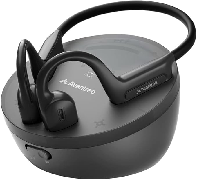 Avantree Medley Air - Wireless Earbuds for TV Listening with Clear Dialogue, Open-Ear Design for Surrounding Awareness, Bluetooth Transmitter & Headphones Charging Dock 2 in 1, Soundbar Passthrough