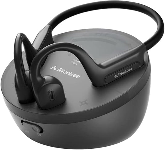 Avantree Medley Air - Wireless Earbuds for TV Listening with Clear Dialogue, Open-Ear Design for Surrounding Awareness, Bluetooth Transmitter & Headphones Charging Dock 2 in 1, Soundbar Passthrough