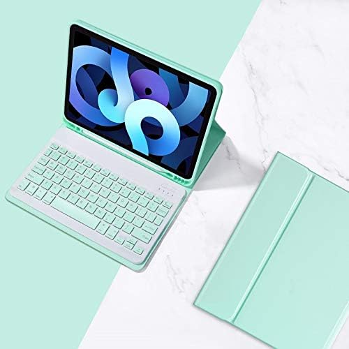 Color Keyboard for Galaxy Tab A7 10.4” 2020 (SM-T500/T505/T507) Keyboard Case Cute Detachable Removable Wireless Bluetooth Keyboard Cover (MintGreen)