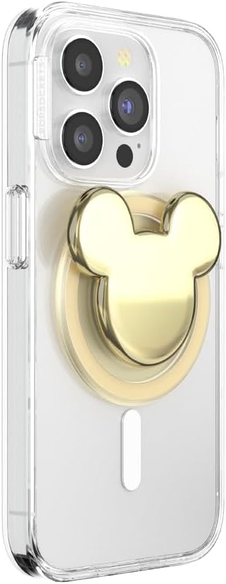PopSockets Phone Grip for MagSafe with Kickstand, Magnetic Stand, Swappable Top, Secure Hold for iPhone MagSafe Cases, Phone & Tablet Grip, Disney - Gold Mickey Head