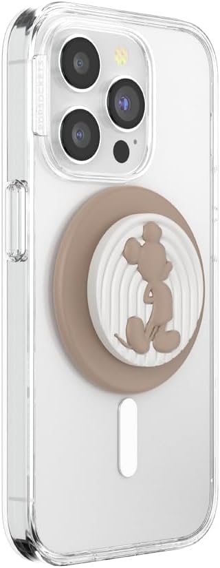 PopSockets Phone Grip for MagSafe with Kickstand, Magnetic Stand, Swappable Top, Secure Hold for iPhone MagSafe Cases, Phone & Tablet Grip, Disney - PopOut Latte Mickey