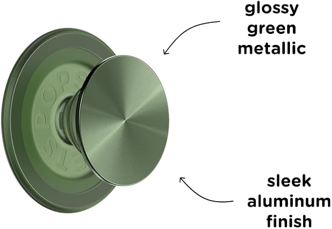 PopSockets Phone Grip for MagSafe with Kickstand, Magnetic Stand, Swappable Top, Secure Hold for iPhone MagSafe Cases, Phone & Tablet Grip - Alum Radial Olive