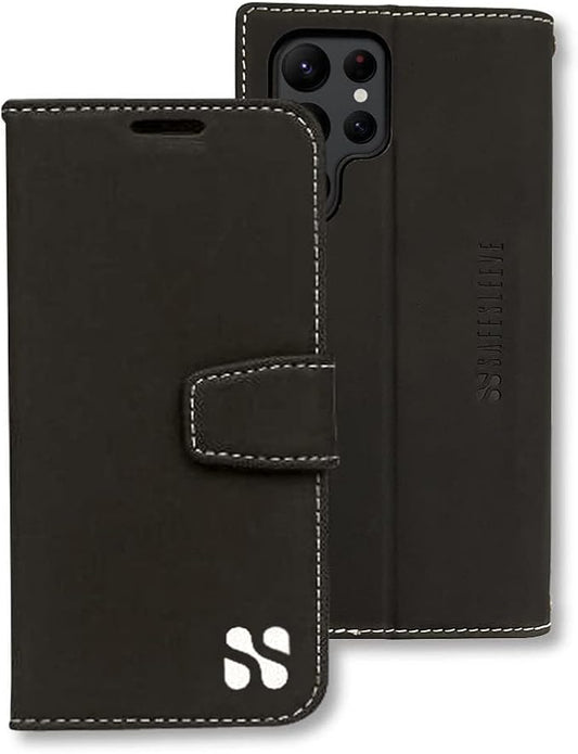 SafeSleeve EMF Protection Anti Radiation Samsung Galaxy Case: Galaxy S24 Ultra RFID EMF Blocking Wallet Cell Phone Case (Black)