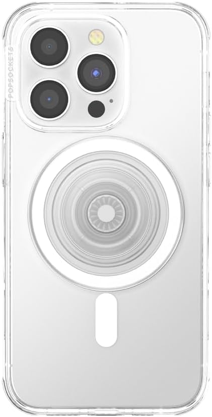PopSockets Phone Grip for MagSafe with Kickstand, Magnetic Stand, Swappable Top, Secure Hold for iPhone MagSafe Cases, Phone & Tablet Grip - Clear