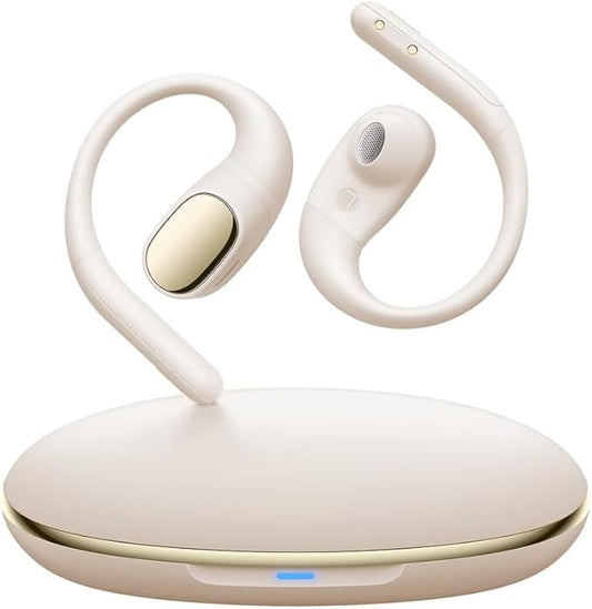 PocBuds Open Ear Earbuds,Wireless 5.4 Bluetooth Headphones，60Hrs Playtime Sport Earbuds with Lightweight Earhooks IPX7 Waterproof Open Ear Headphone for Workout Running Beige