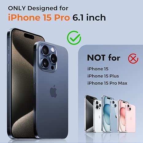 UNBREAKcable Magnetic Case for iPhone 15 Pro, [Compatible with MagSafe] [Non-Slip Grip] [Anti-Fingerprint] Translucent Matte Back & Soft TPU Bumper with Airbag Corners for iPhone 15 Pro 6.1" – Black