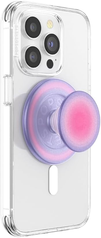 PopSockets Phone Grip for MagSafe with Kickstand, Magnetic Stand, Swappable Top, Secure Hold for iPhone MagSafe Cases, Phone & Tablet Grip - Aura