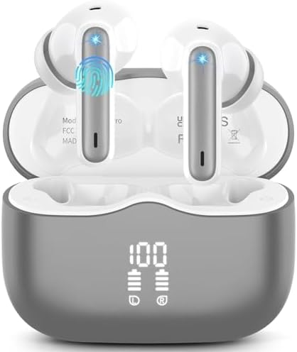 Headphones Wireless Bluetooth 5.3 in Ear Headphones with 4 Microphone, Wireless HiFi Stereo Noise Cancelling Earbud, 40H Hours, LED Indicator, IP7 Waterproof for iOS Android