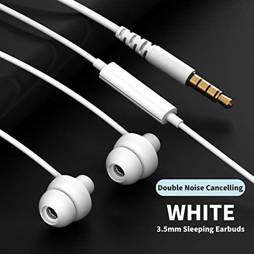 MAXROCK (TM Unique Total Soft Silicon Sleeping Headphones Earplugs Earbuds with Mic for Cellphones,Tablets and 3.5 mm Jack Plug (White)