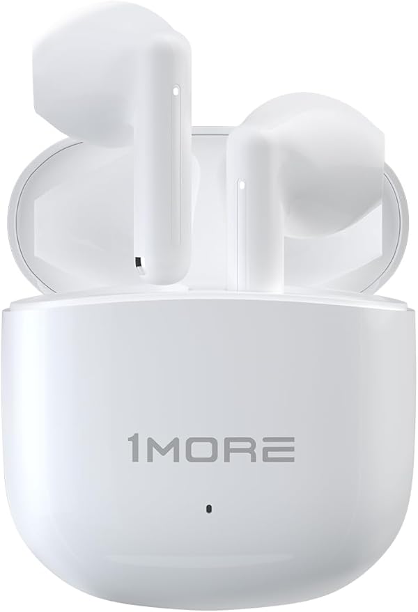 1MORE Q10 Wireless Earbuds, Bluetooth 5.3 Half in-Ear Lightweight Ear Buds, Comfort Fit, Deep Bass Stereo Headphones with Dual Mics, 26H Playtime, one Step-Pairing, IPX4 Waterproof Earphones, White
