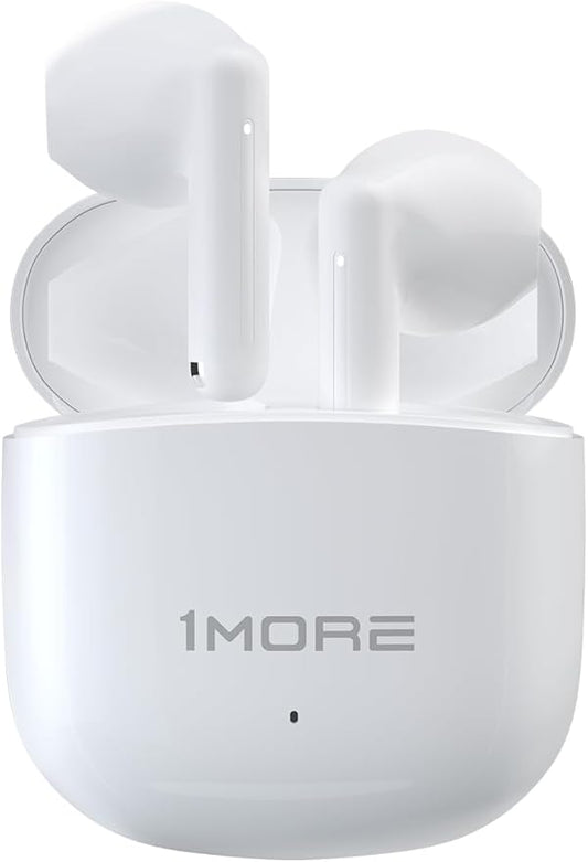 1MORE Q10 Wireless Earbuds, Bluetooth 5.3 Half in-Ear Lightweight Ear Buds, Comfort Fit, Deep Bass Stereo Headphones with Dual Mics, 26H Playtime, one Step-Pairing, IPX4 Waterproof Earphones, White