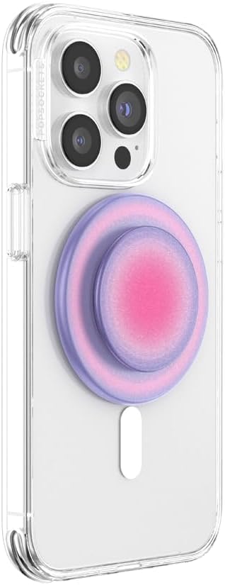 PopSockets Phone Grip for MagSafe with Kickstand, Magnetic Stand, Swappable Top, Secure Hold for iPhone MagSafe Cases, Phone & Tablet Grip - Aura