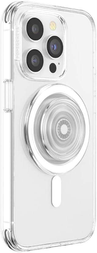 PopSockets Phone Grip for MagSafe with Kickstand, Magnetic Stand, Swappable Top, Secure Hold for iPhone MagSafe Cases, Phone & Tablet Grip - Clear