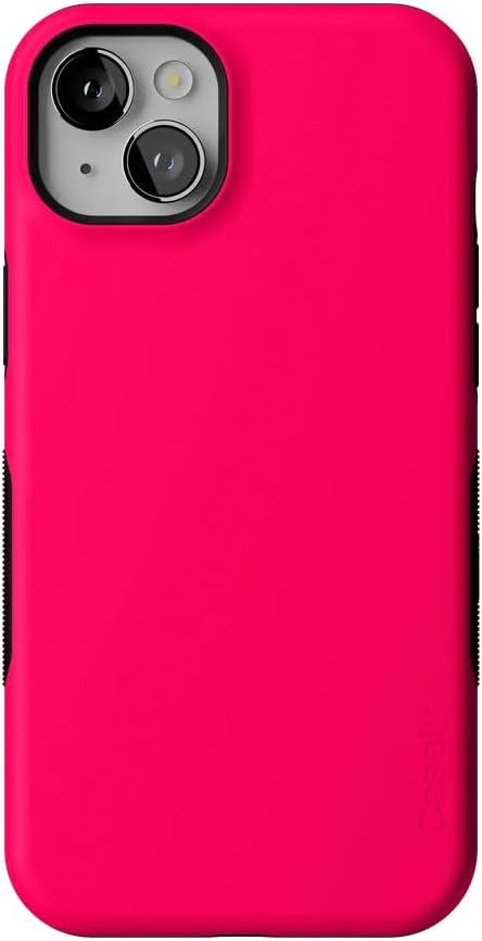 Casely iPhone 14 Case | Think Pink | Solid Neon Pink | Compatible with MagSafe | Bold Protective Design