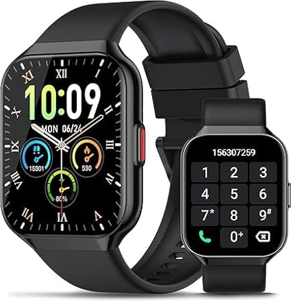 Smart Watch, 1.96" HD Smartwatches for Men Women, (Answer/Make Calls), IP68 Waterproof Fitness Watch, Heart Rate/Sleep, Fitness Tracker with 113+ Sport Modes, for iOS/Android,2025 Black