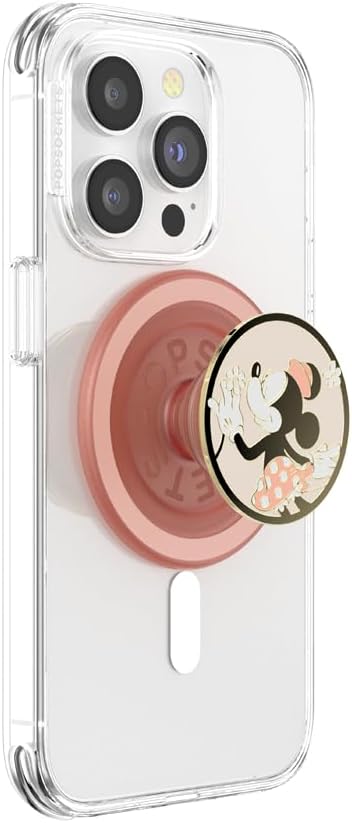 PopSockets Phone Grip for MagSafe, Secure Magnetic Phone Grip & Stand, Hands-Free Kickstand, Wireless Charging Compatible, Disney - Enamel Minnie Daisy