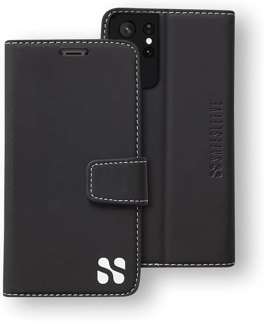 SafeSleeve EMF Protection Anti Radiation Samsung Galaxy Case: Galaxy S23 Ultra RFID EMF Blocking Wallet Cell Phone Case (Black)