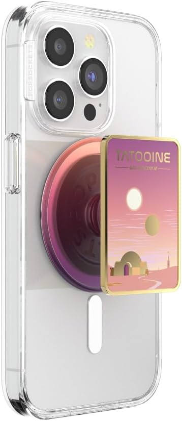 PopSockets Phone Grip for MagSafe with Kickstand, Magnetic Stand, Swappable Top, Secure Hold for iPhone MagSafe Cases, Phone & Tablet Grip, Starwars - Enamel Welcome to Tatooine